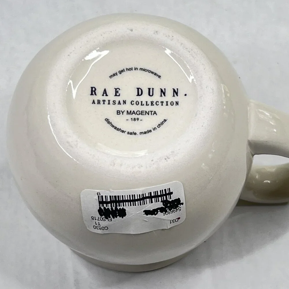 Rae Dunn Artisan Collection CREAM Creamer‎ Mini Pitcher Ivory Black - NWT